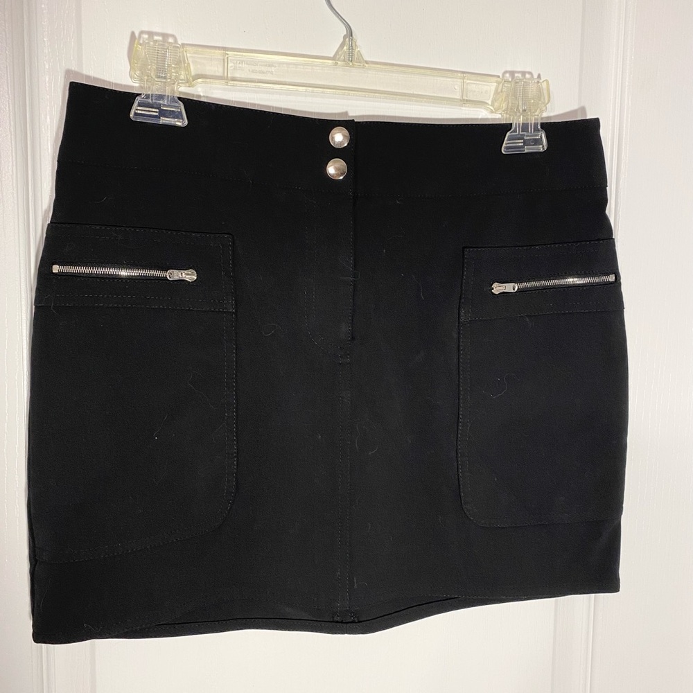 90s Laundry Shelli Segal Zipper Pocket Mini Skirt Vintage Black Size 4
